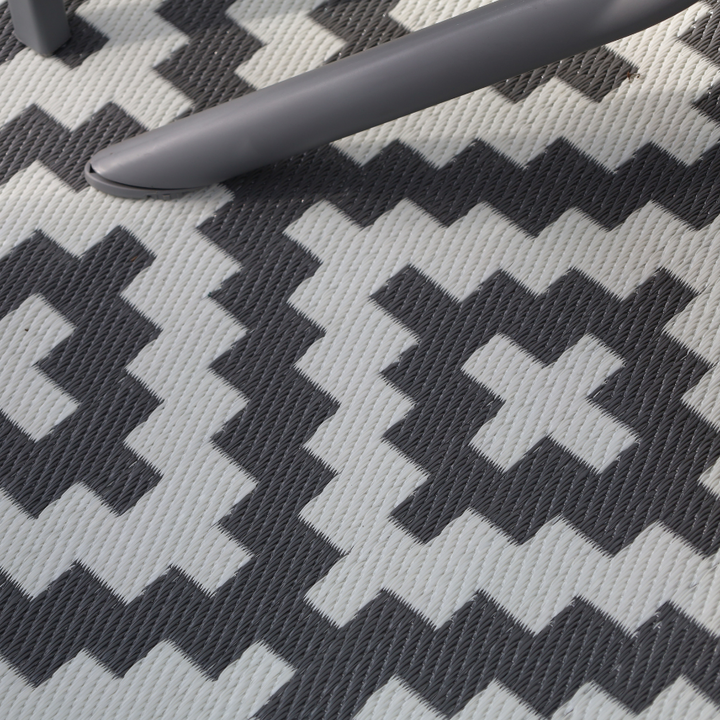 Aztec Grey & White Rectangular Diamond Pattern Foldable Waterproof XL Camping Mat - 270x450 CM - Fab Habitat , Camping Mats, [product_size],