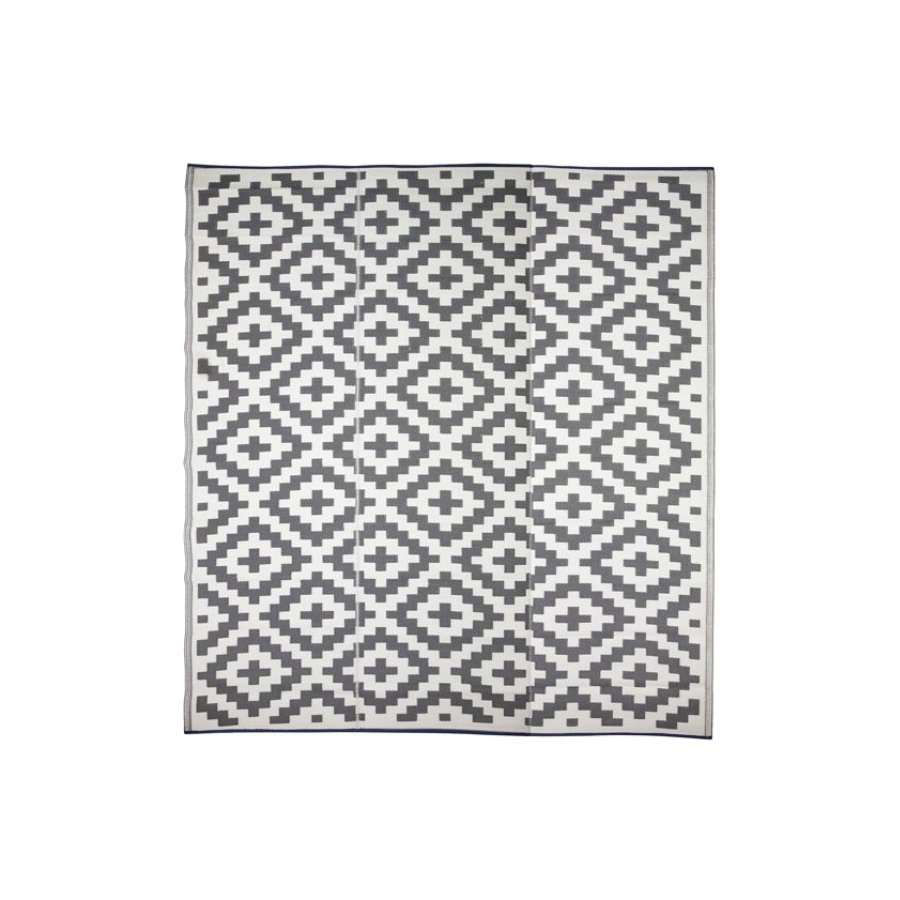 Aztec Grey & White Rectangular Diamond Pattern Foldable Waterproof XL Camping Mat - 270x450 CM - Fab Habitat , Camping Mats, 