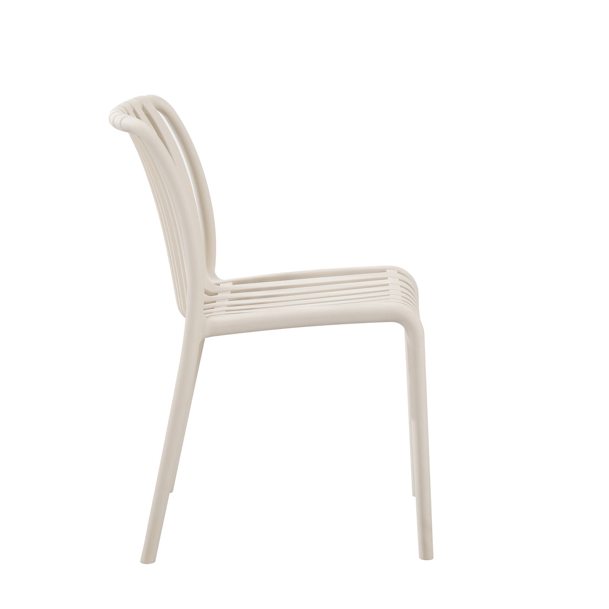 Rear angle of Bertioga dining chair – pearl cream upholstery with oak legs – buy online in Australia