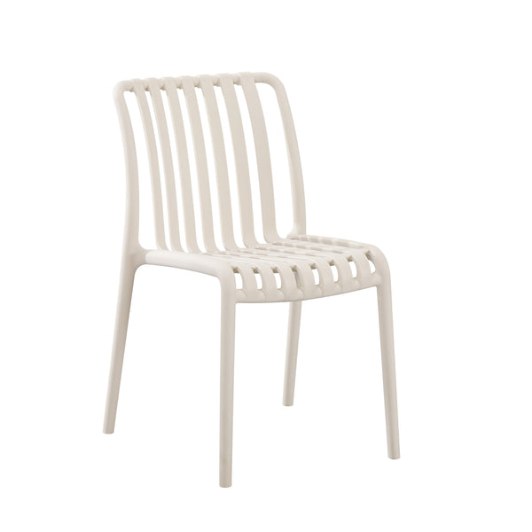 Bertioga dining chair in pearl cream – curved back with wooden legs – buy online in Australia
