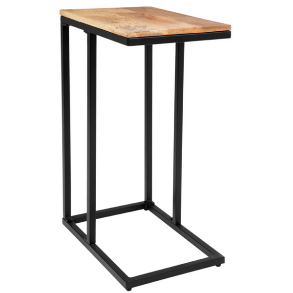 Bhumi C-Shaped Mango Wood Side Table - Fab Habitat