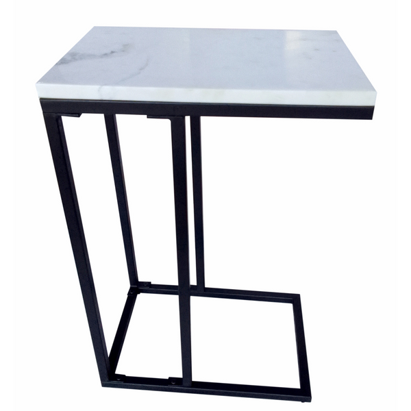 Bhumi C-Shaped Marble Top Side Table - Fab Habitat