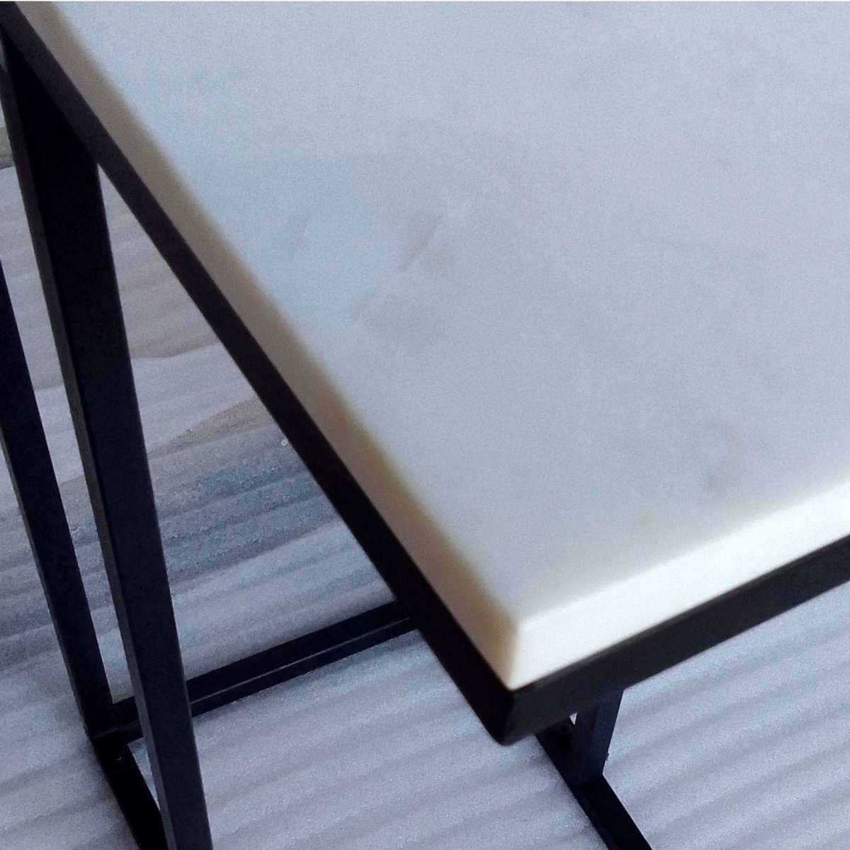 Bhumi C-Shaped Marble Top Side Table - Fab Habitat , Side Tables, 