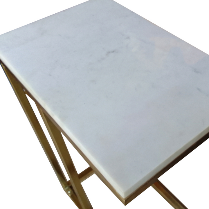 Bhumi C-Shaped Marble Top Gold Legs Side Table - Fab Habitat , Side Tables, [product_size],