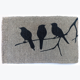Birds on Branch Grey and Black 100% Coir Doormat - Fab Habitat , Doormats, 