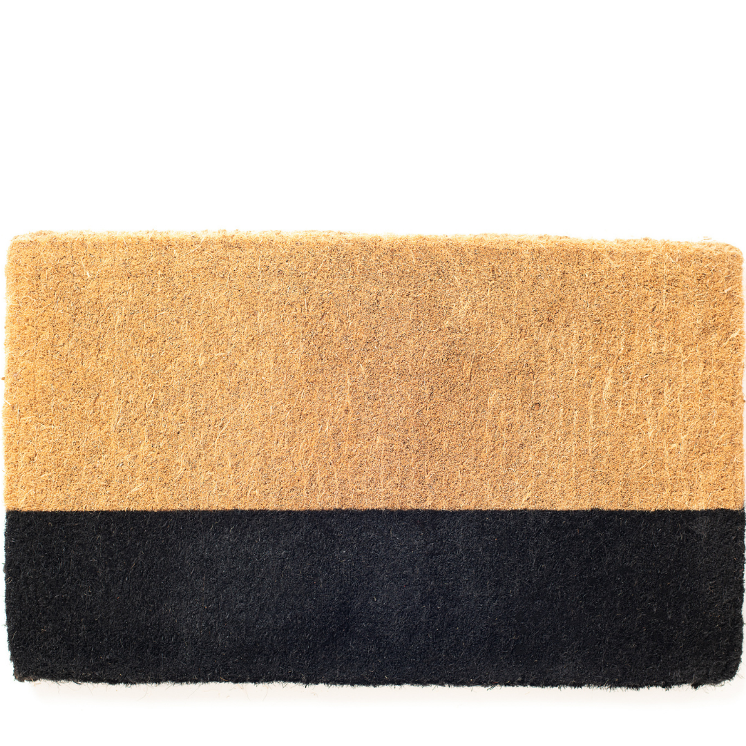 45x75 cm Black Belt Natural and Black Thick Coir Doormat - Fab Habitat , Doormats, 
