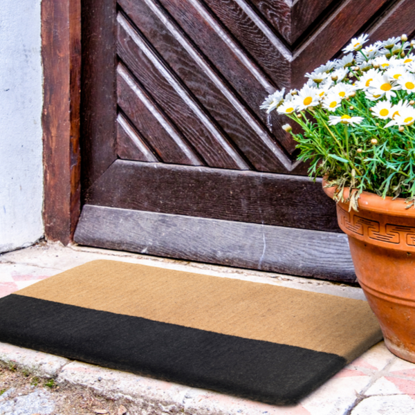 45x75 cm Black Belt Natural and Black Thick Coir Doormat - Fab Habitat , Doormats, 