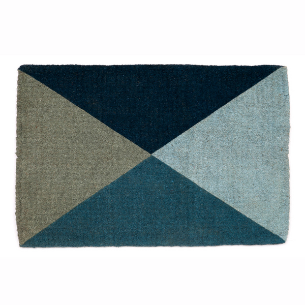 Blue Flag Geometrical Thick Coir Doormat - Fab Habitat , Doormats, 