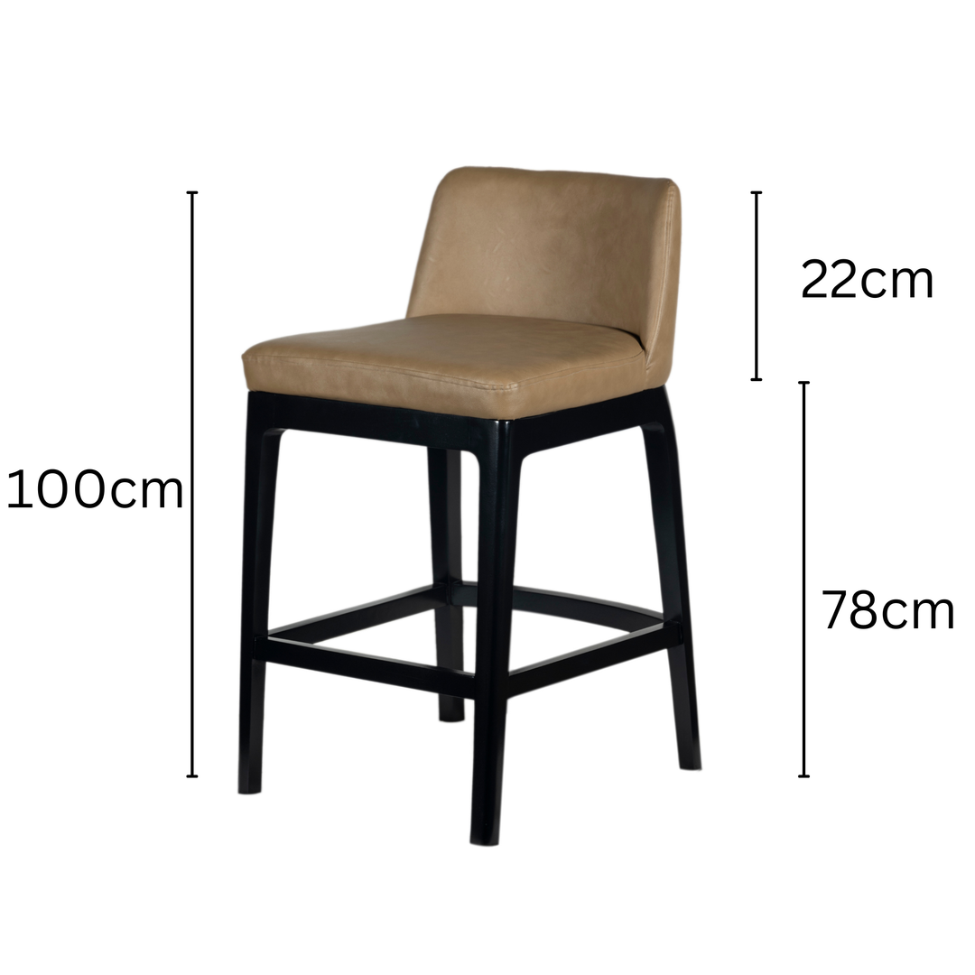 Brasov Leather Upholstered Barstool with Backrest