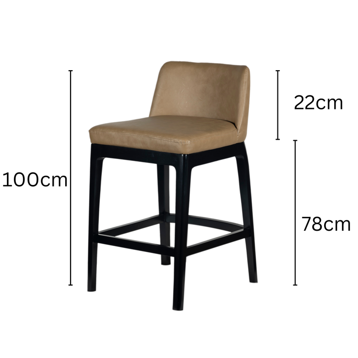 Brasov Leather Upholstered Barstool with Backrest