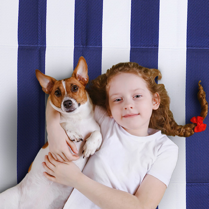 Brittany Blue & White Stripes Foldable Waterproof Large Camping Mat - 270x360 CM - Fab Habitat , Camping Mats, 