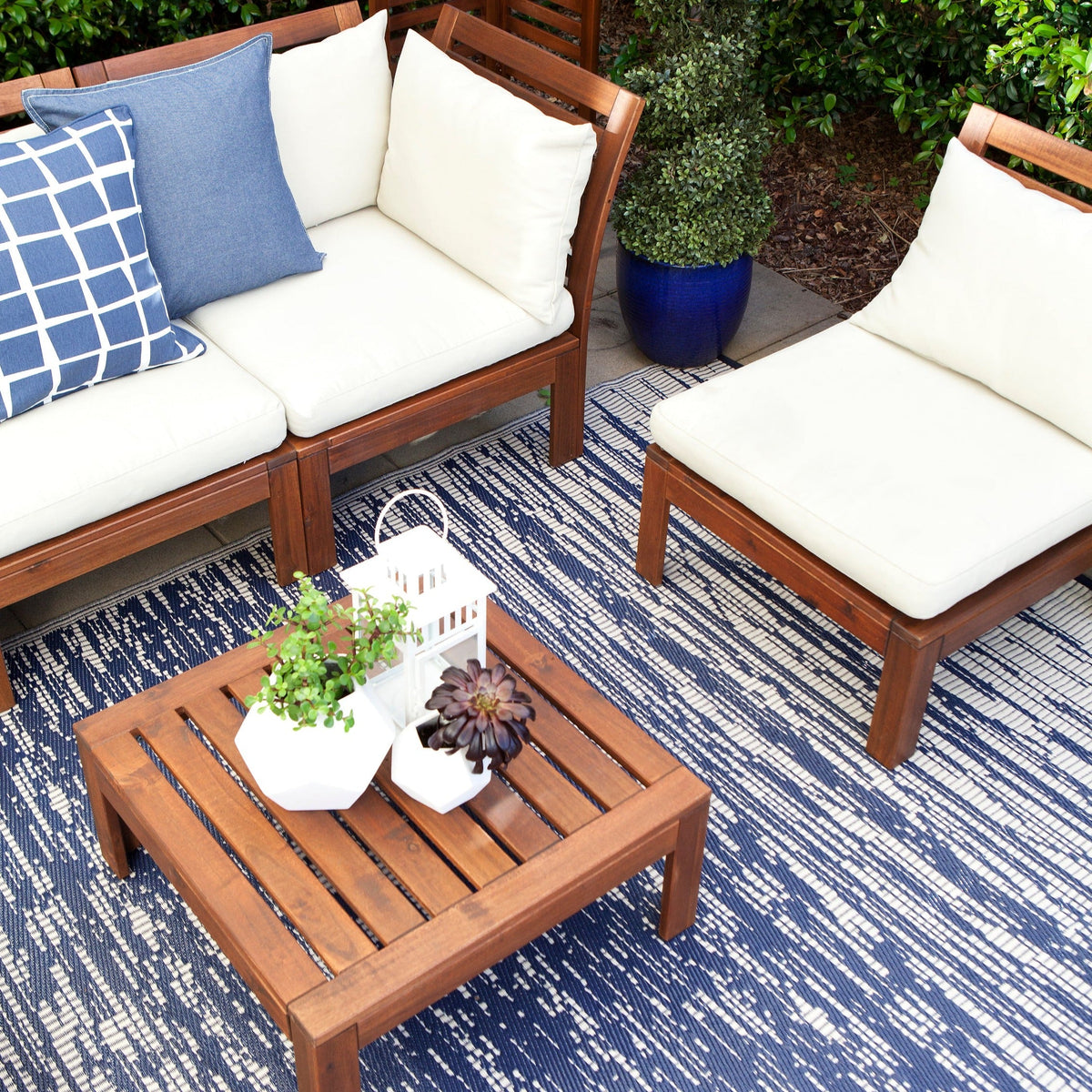 Brooklyn Navy and White Modern Recycled Plastic Large Carpet - Fab Habitat , Recycled Plastic Rugs & Mats, 