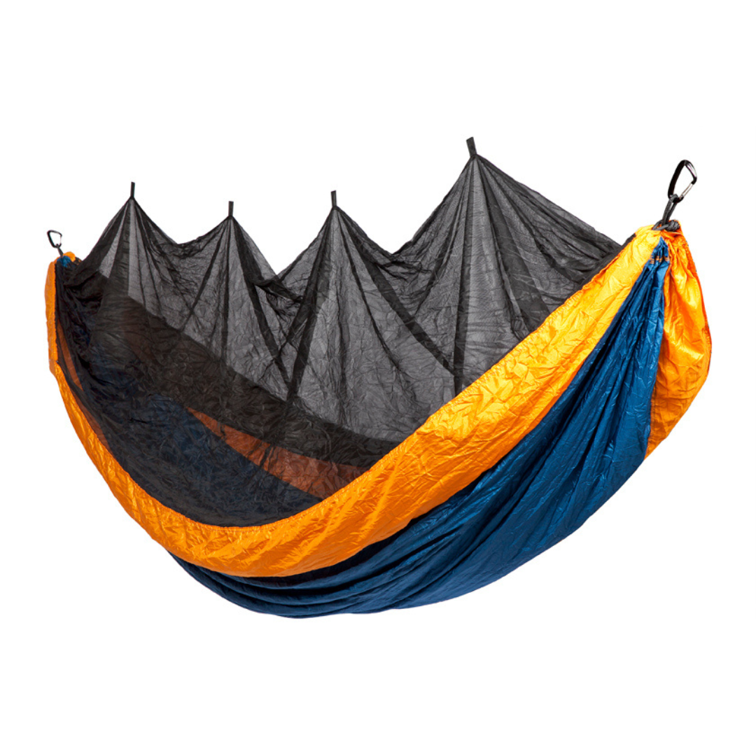 Bug Net Hammock - Majoilica Blue Body & Dark Cheddar Border - Fab Habitat , Hammocks, 