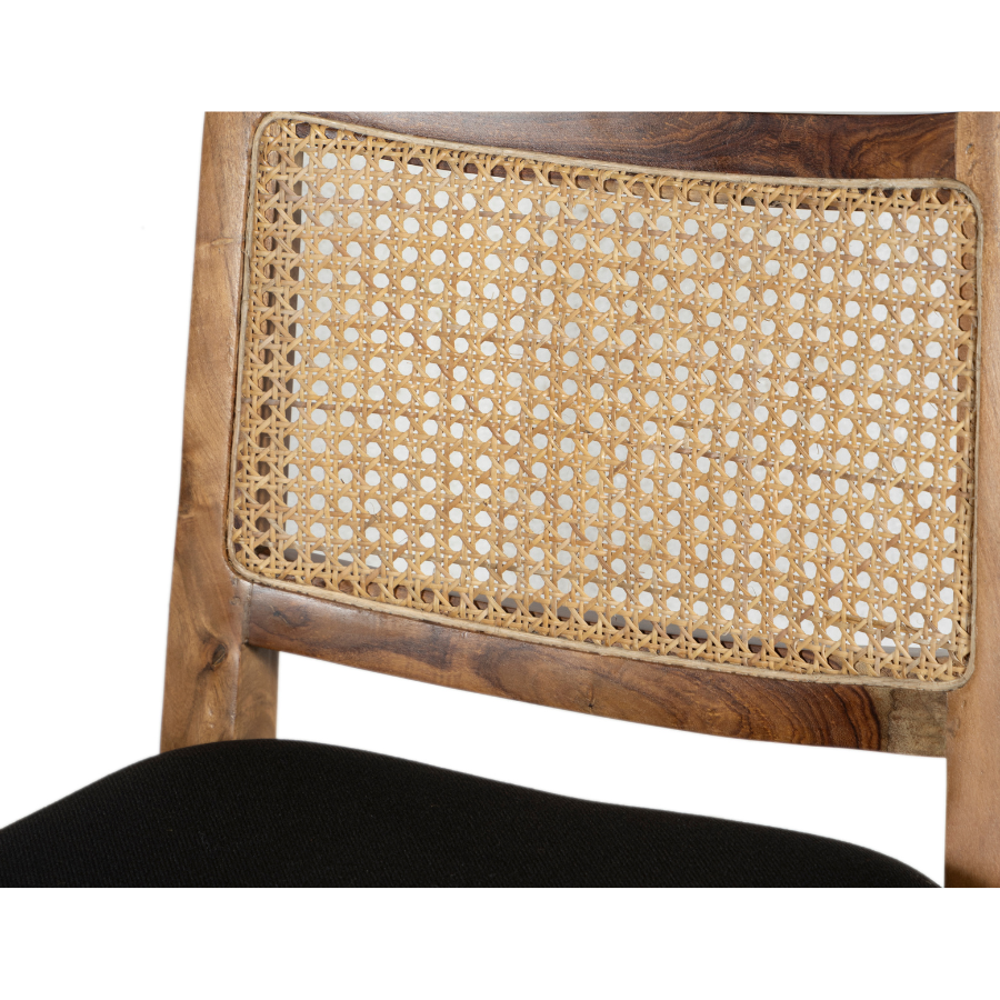 Byron Natural Wooden Barstool with Black Cushioned Seat