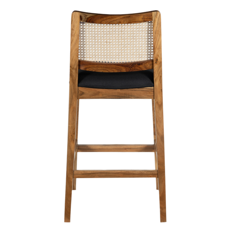 Byron Natural Wooden Barstool with Black Cushioned Seat