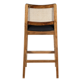 Byron Natural Wooden Barstool with Black Cushioned Seat
