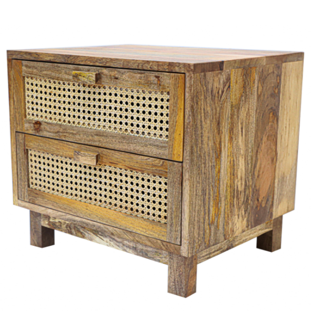 Byron 2 Drawer Rattan Side Table - Fab Habitat