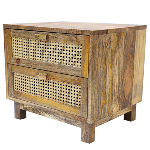 Byron 2 Drawer Rattan Side Table - Fab Habitat