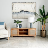 Byron Solid Wood Rattan 140 cm Modern Entertainment TV Unit with Storage - Fab Habitat , TV Units, 