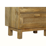 Byron Solid Wood Rattan 5 Drawer Chest Tallboy - Fab Habitat , Chest Of Drawers, 