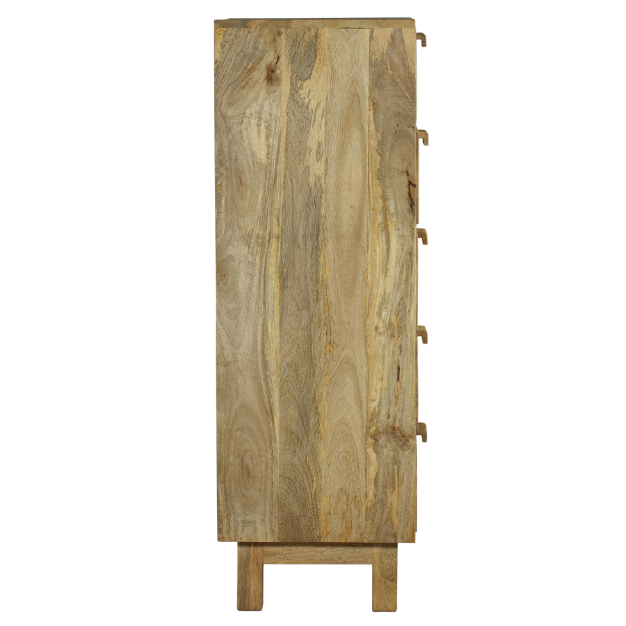 Byron Solid Wood Rattan 5 Drawer Chest Tallboy - Fab Habitat , Chest Of Drawers, 