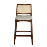 Byron Walnut Wooden Barstool with Beige Cushioned Seat