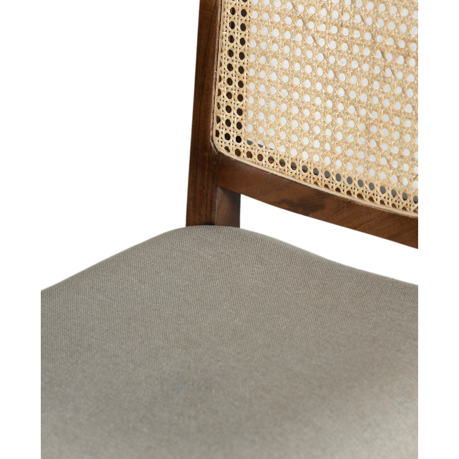 Byron Walnut Wooden Barstool with Beige Cushioned Seat