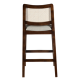 Byron Walnut Wooden Barstool with Beige Cushioned Seat