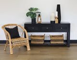 Byron black modern console table styled at home – 120cm – buy in Australia