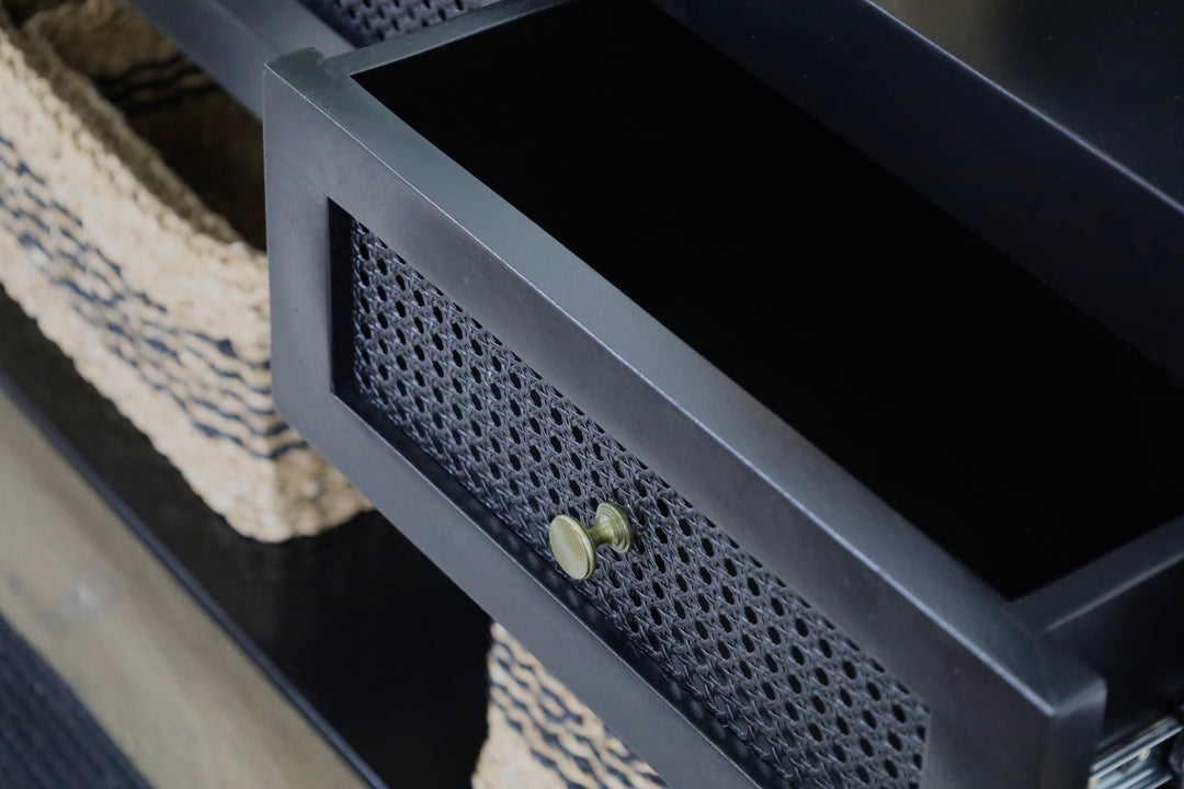 Byron black hallway console showing structure – 120cm – online in Australia