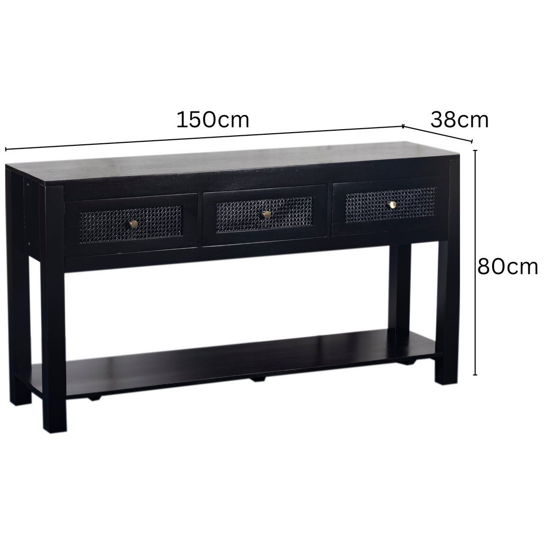 Wooden black console table for hallways – Byron 120cm – buy online in Australia
