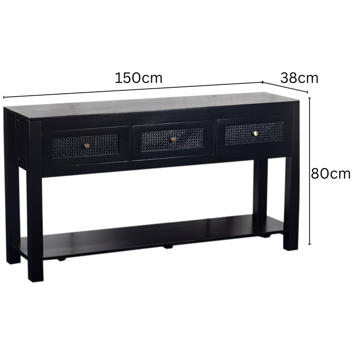 Wooden black console table for hallways – Byron 120cm – buy online in Australia
