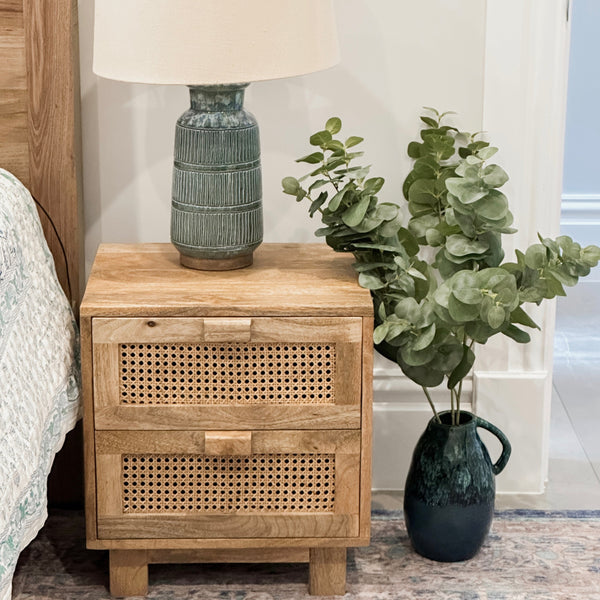 Byron 2 Drawer Rattan Side Table - Fab Habitat