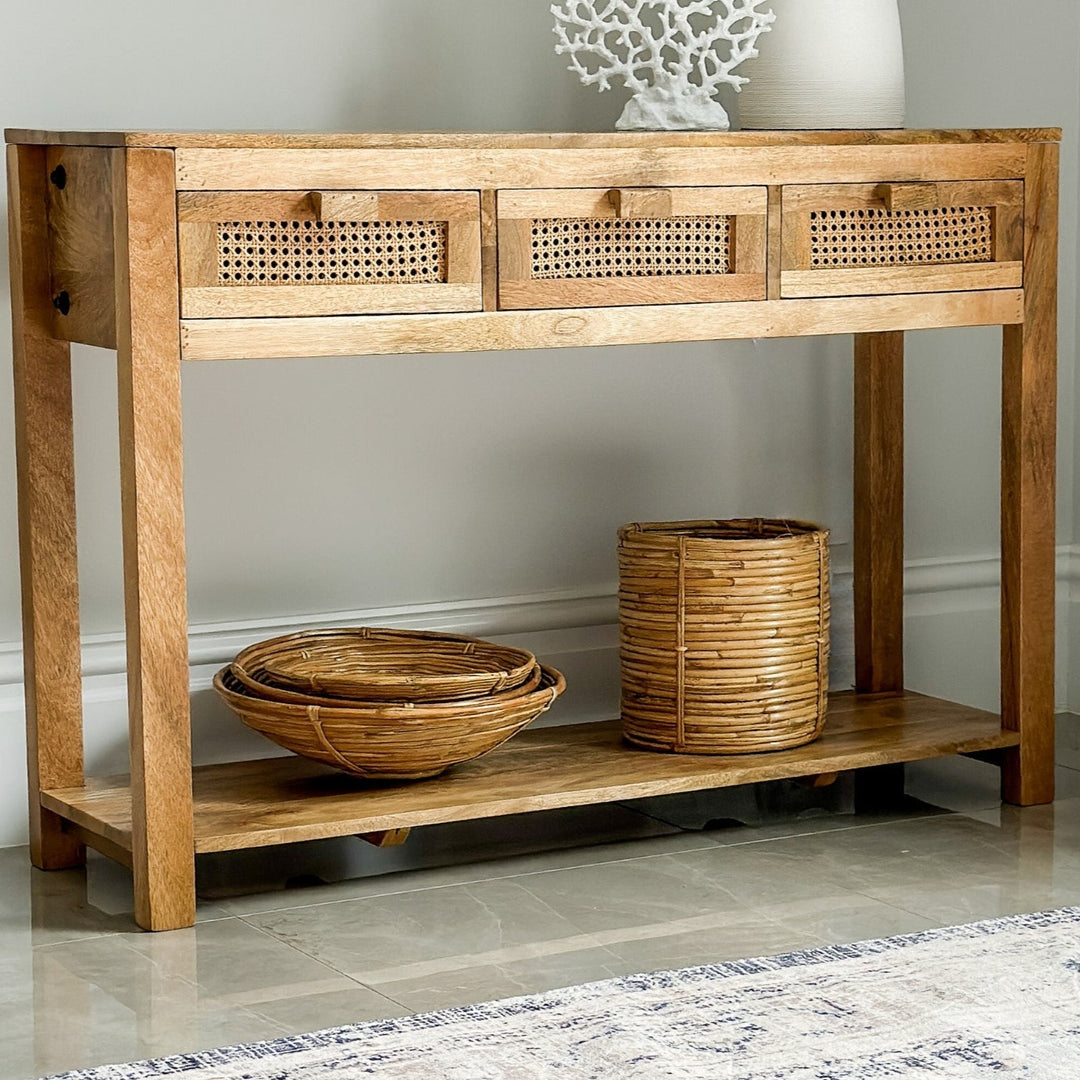 Byron 3 Drawer Rattan Console Table - Fab Habitat , Console Tables, [product_size],