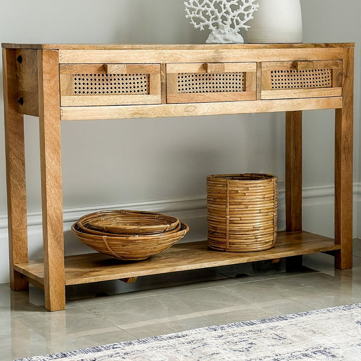 Byron 3 Drawer Rattan Console Table - Fab Habitat , Console Tables, [product_size],