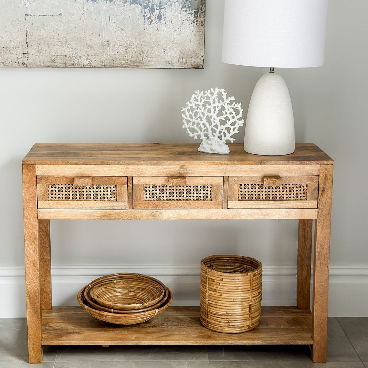 Byron 3 Drawer Rattan Console Table - Fab Habitat , Console Tables, 
