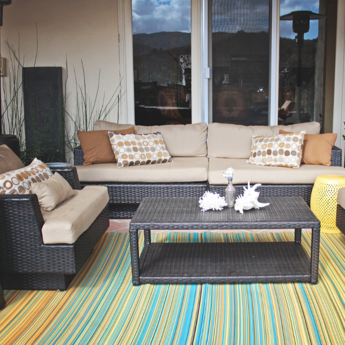 Cancun Lemon Toned Melange Recycled Plastic Outdoor Rug - Fab Habitat , Recycled Plastic Rugs & Mats, [product_size],