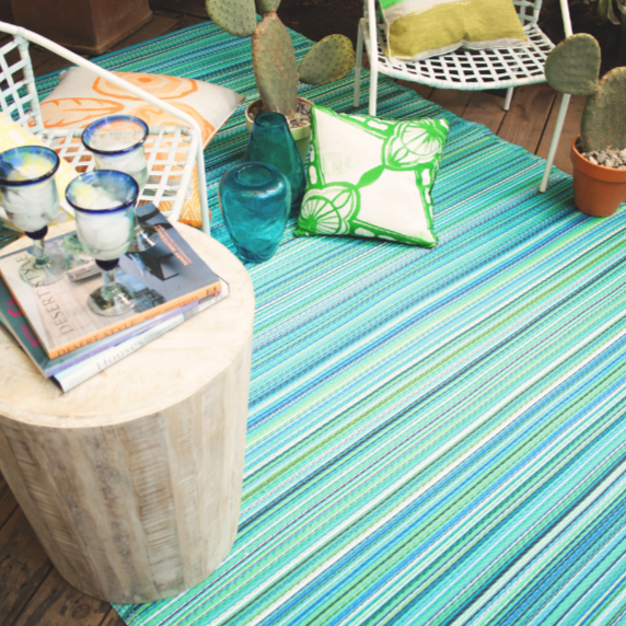 Cancun Aqua Blue Toned Melange Recycled Plastic Large Rug - Fab Habitat , Recycled Plastic Rugs & Mats, 
