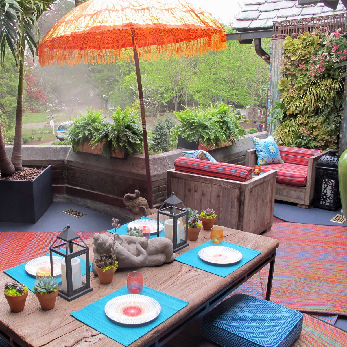 Cancun Multicolour Red Toned Melange Outdoor Large Rug - Fab Habitat , Recycled Plastic Rugs & Mats, 