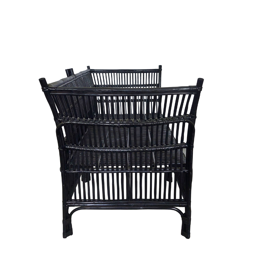 Cane 2 Seater Sofa - Black