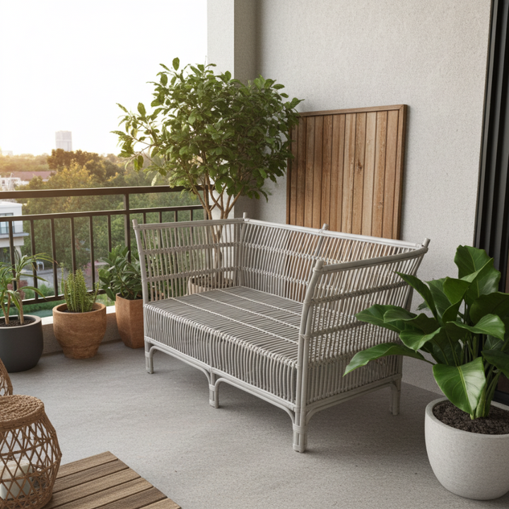 Cane 2 Seater Sofa - White