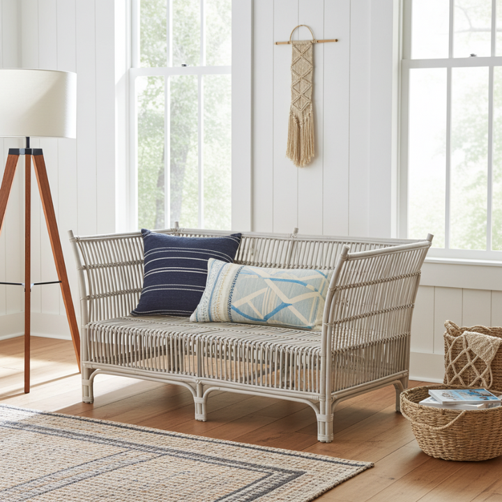 Cane 2 Seater Sofa - White