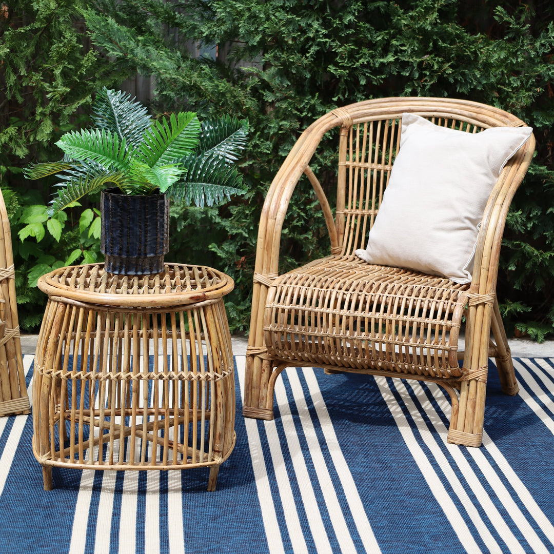 Natural cane chair rear view – 65cm boho design with curved support, buy online in Australia