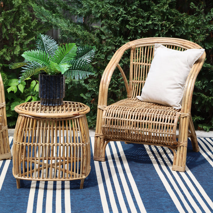Natural cane chair rear view – 65cm boho design with curved support, buy online in Australia