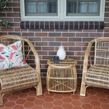 Rattan cane accent table with wood top – 45cm round side table, buy online in Australia