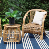 Cane wooden side table with woven detailing – 45cm wide, buy online in Australia