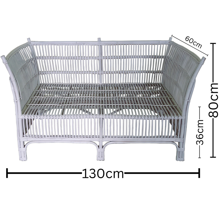 Cane 2 Seater Sofa - White