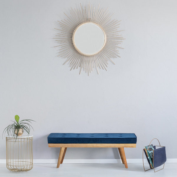 Capella Indigo Blue Upholstered Entryway Bench Seat - 120 Cm - Fab Habitat , Benches, 