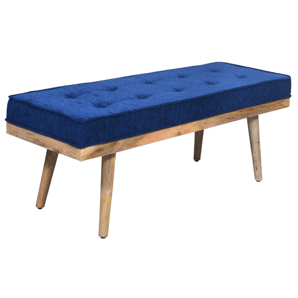 Capella Indigo Blue Upholstered Entryway Bench Seat - 120 Cm - Fab Habitat , Benches, 