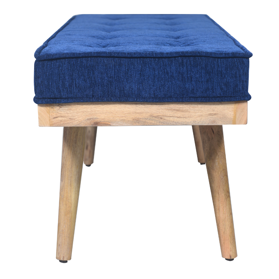 Capella Indigo Blue Upholstered Entryway Bench Seat - 120 Cm - Fab Habitat , Benches, 